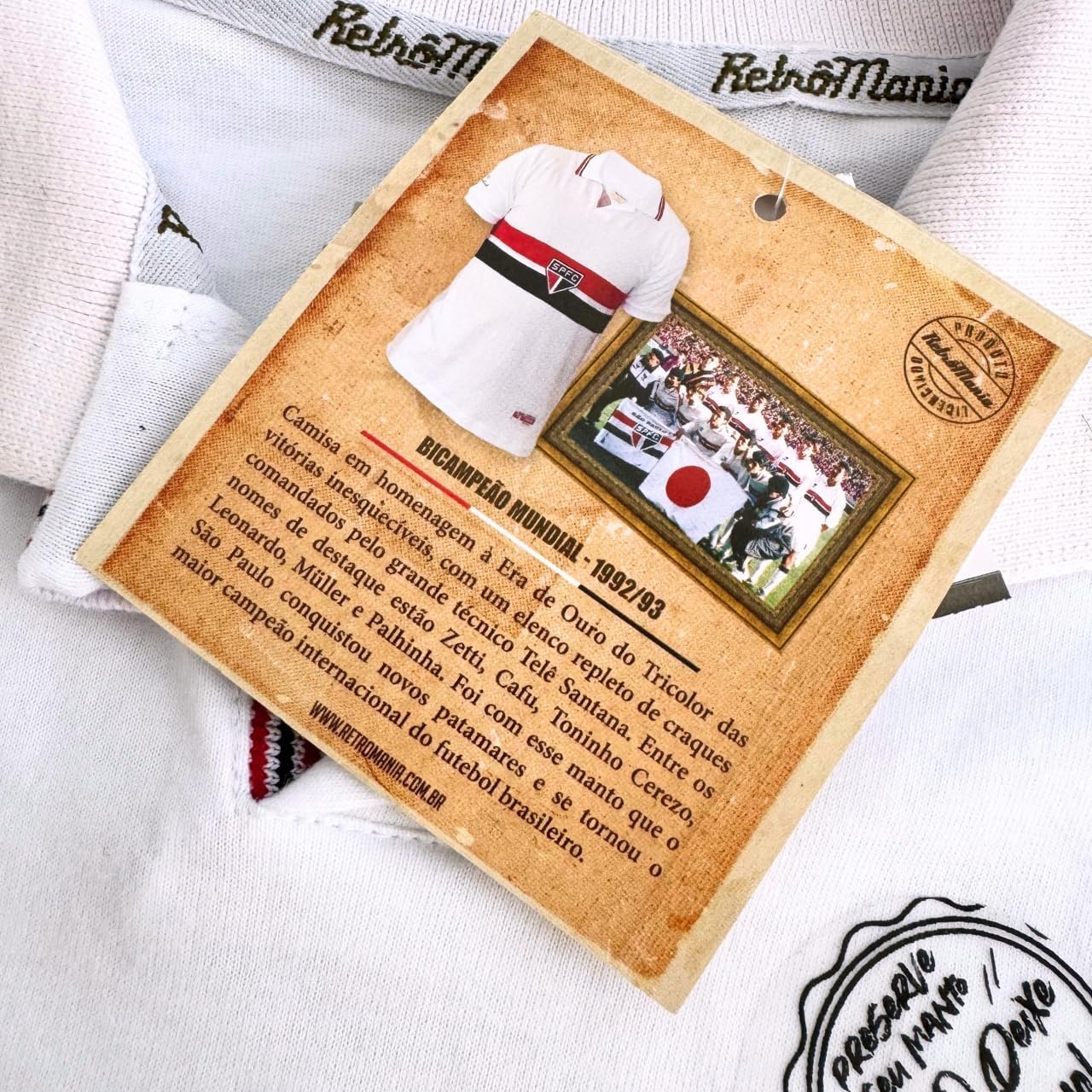 サンパウロFC公式襟付きTシャツ SAO PAULO FC 刺繍エンブレムレトロ